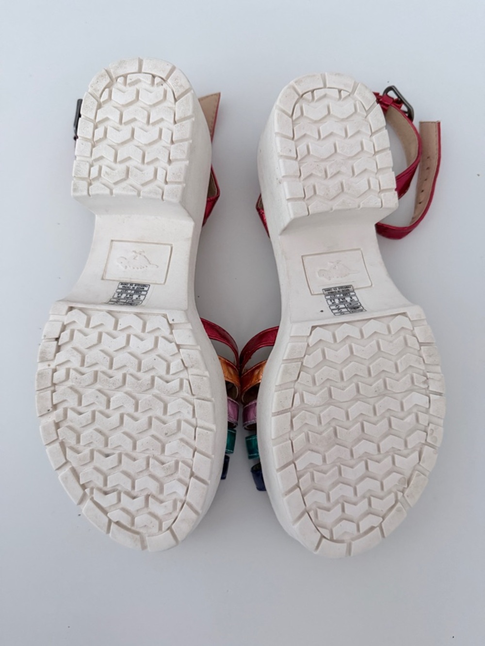 Metallic Rainbow Strappy Rocket Dog Platform Sandals Y2K - Picture 9 of 9